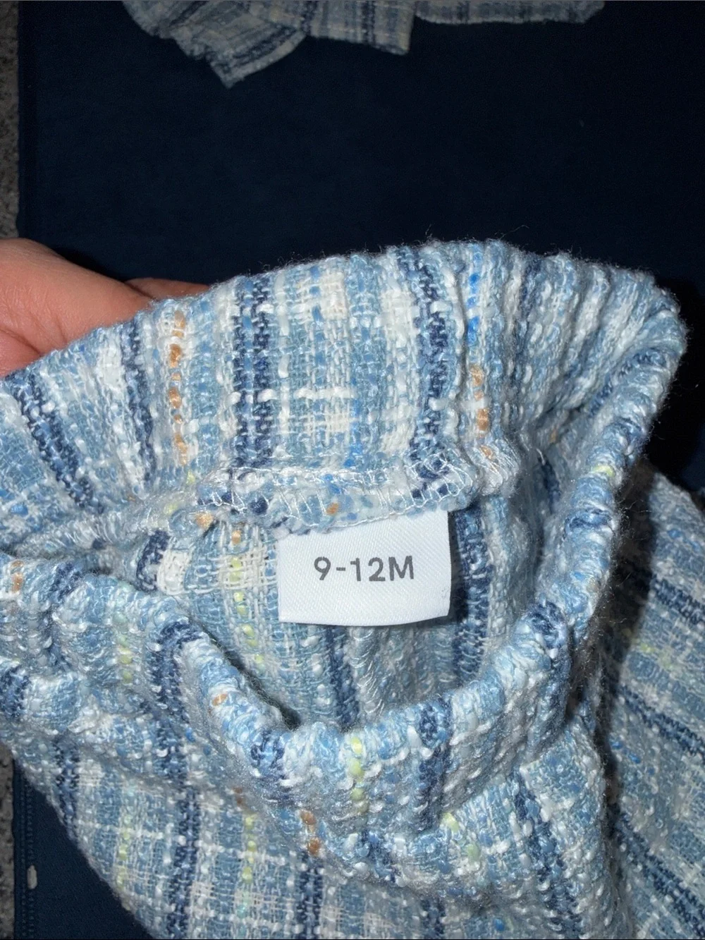 Girls Blue Plaid Tweed Peplum Jumpsuit